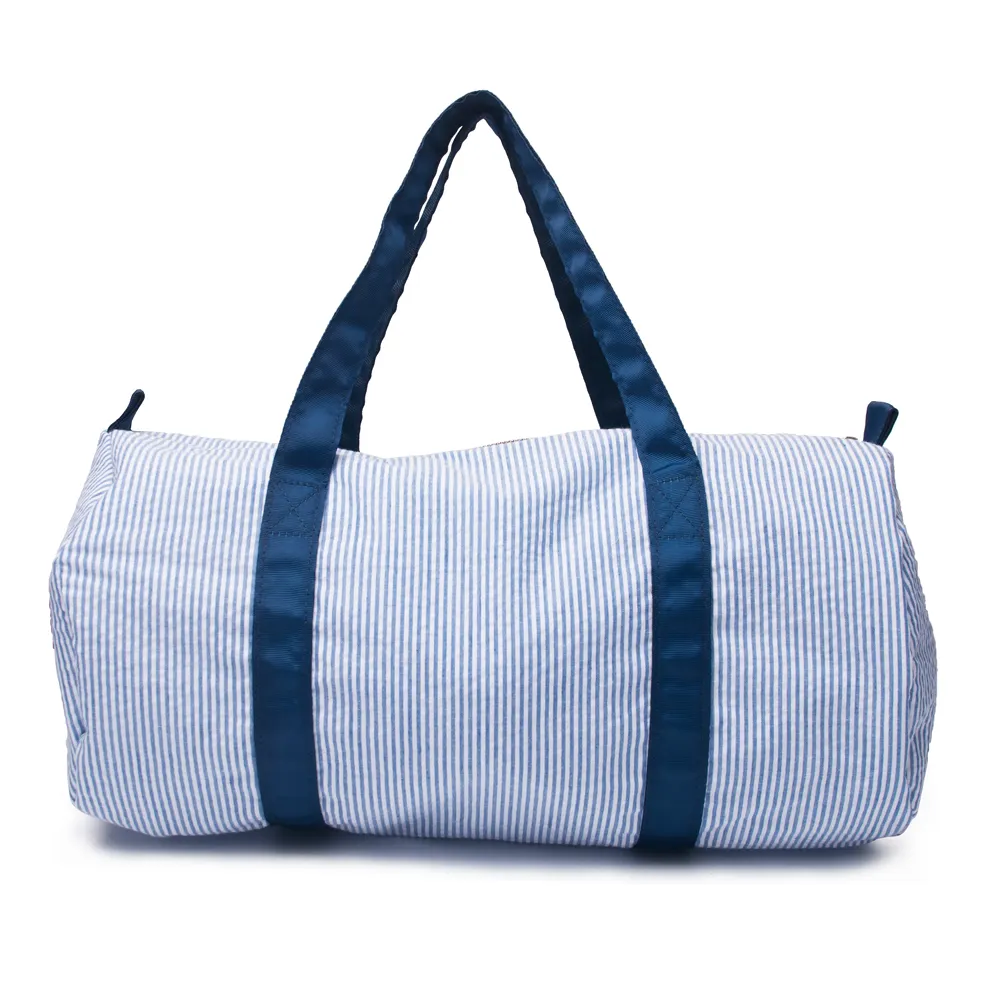 Kids Seersucker Duffle Bag Wholesale Blanks Small Size Navy Weekender