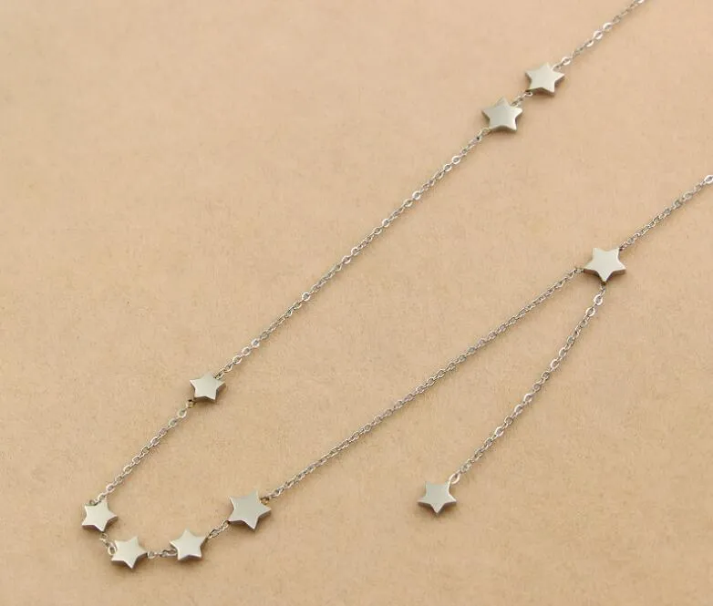 Versão coreana das nove estrelas mosaico colar curto moda feminina estrela de cinco pontas titânio acessórios colar clavícula4267040
