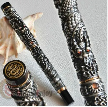 PENNA STILOGRAFICA PENNINO MEDIO JINHAO GRIGIO VECCHIO DUE DRAGON PLAY PERLA CRISTALLO SPEDIZIONE GRATUITA OTTONE DORATO RAME ARGENTO I SCEGLIERE