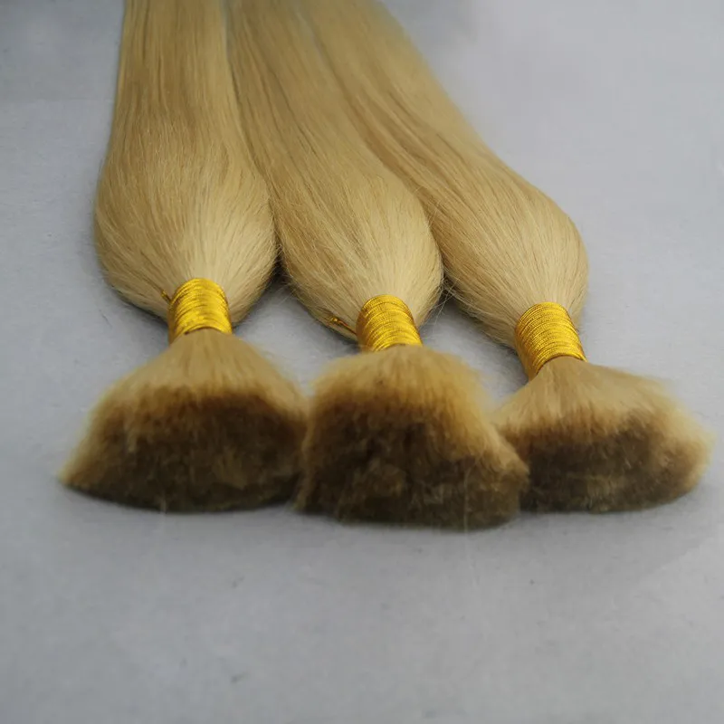 613 Bleach blonde Human Braiding Hair Bulk Straight 300g no weft human hair bulk for braiding