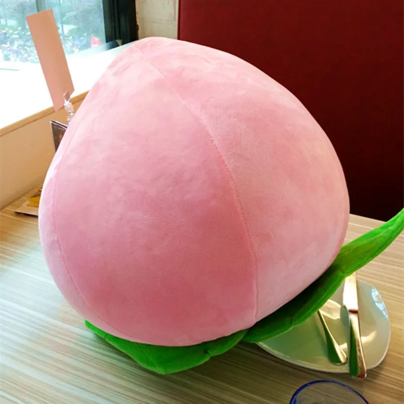 Dorimytrader Kawai Emulational Pink Peach Plush Toy Big Stuffed Realistic Fruit Pillow Game Doll Decoration for Kid Gift 40cmDY61244