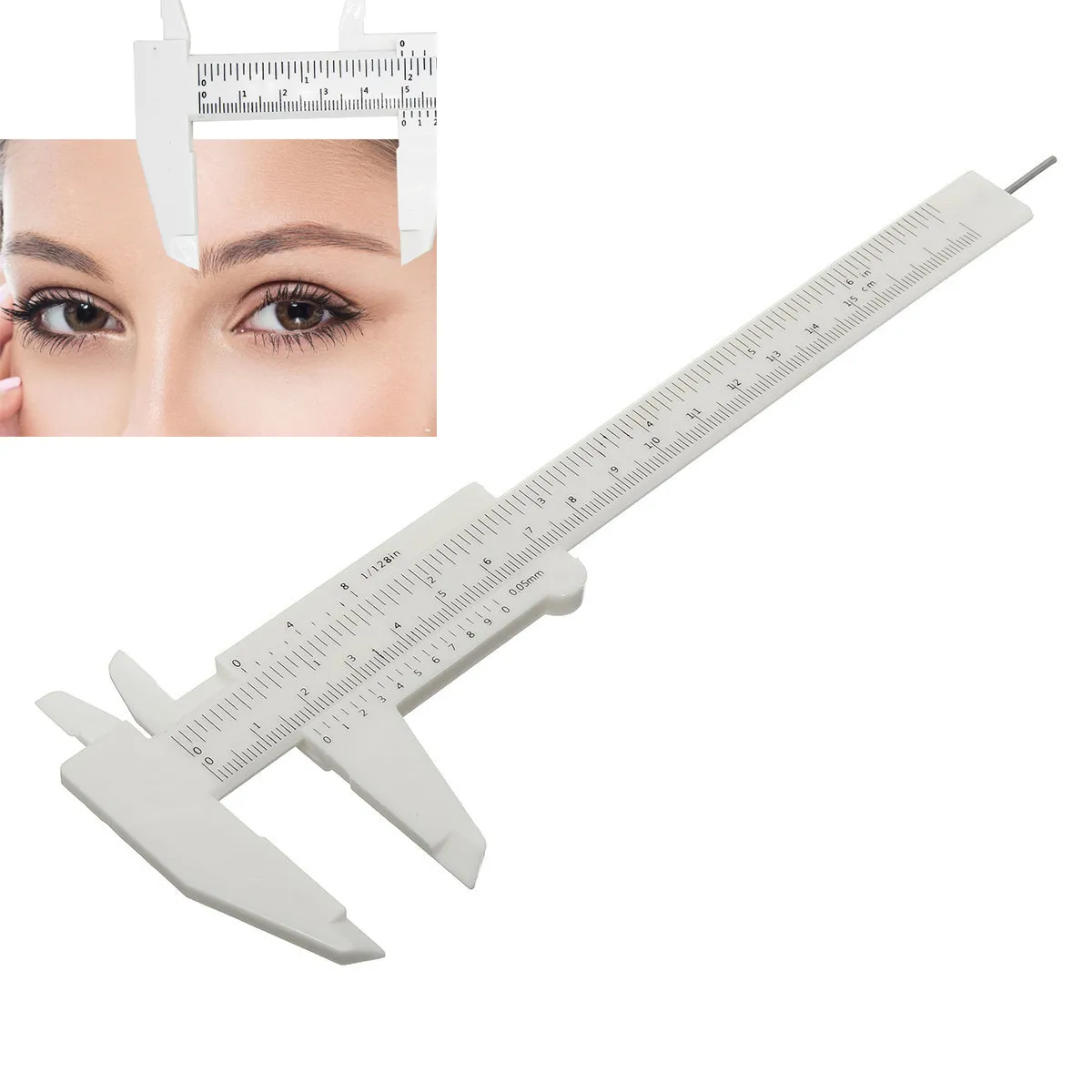 150mm Vernier Caliper Waterproof Plastic Eyebrow Permanent Makeup Ruler Studenter Experimentella mätverktyg 10st med gratis