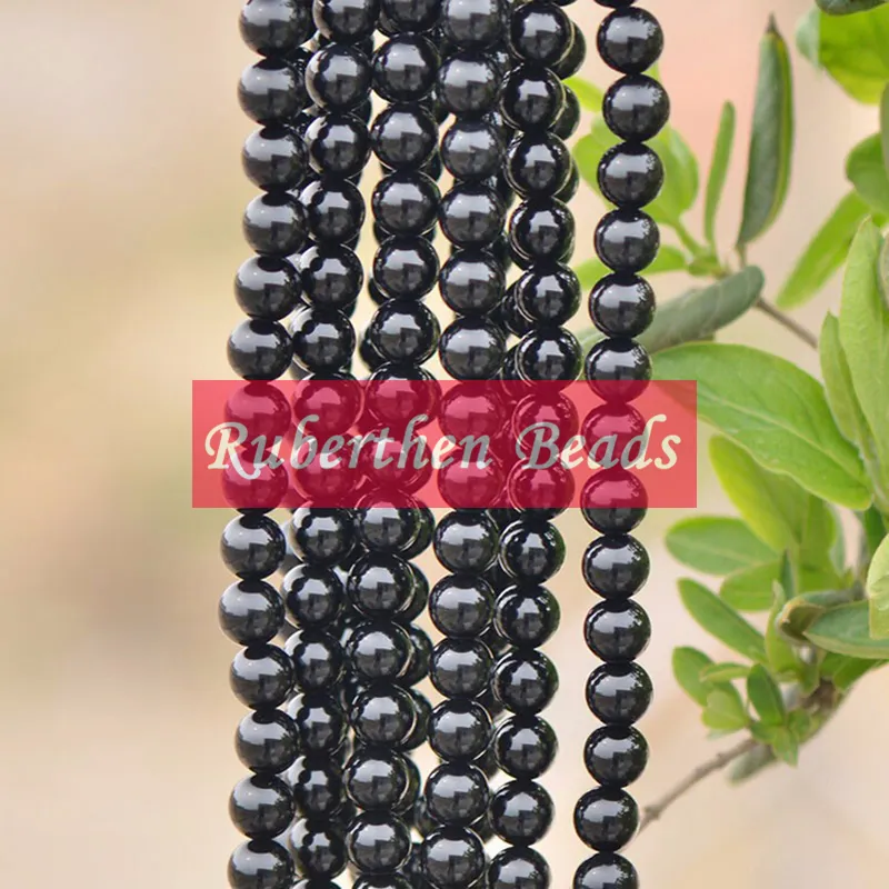 NB0001 Natural Stone Black Onyx DIY Bracelet Beads High Quality Loose Stone 8 mm Round Black Agate for Make Jewelry 