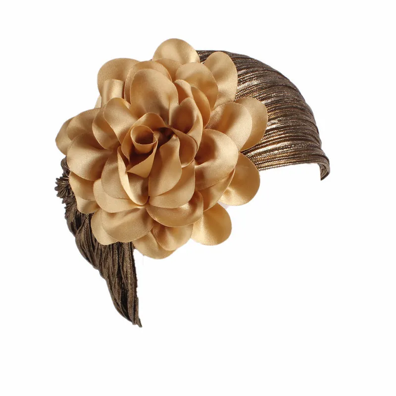 Femmes Turban Bandbands Nouveau luxe pliant Big Flower Head Scarf