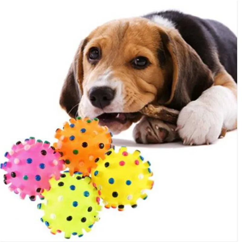 Wholesales Free shipping 2018 Pet Dog Puppy Cat Animal Toy Rubber Ball With Sound Squeaker Chewing Ball