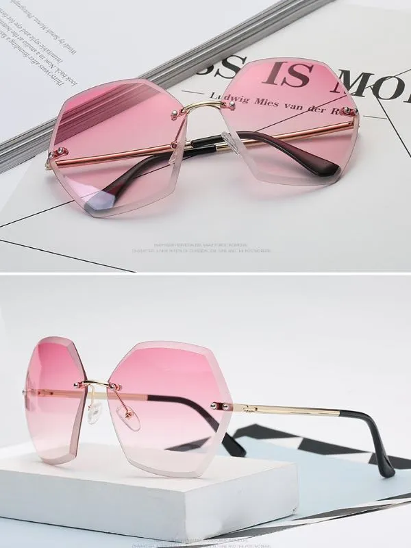 Gafas de sol sin montura para mujer, lentes de colores claros, gafas de sol a la moda para mujer, piernas de primavera, colores mezclados, gafas al por mayor