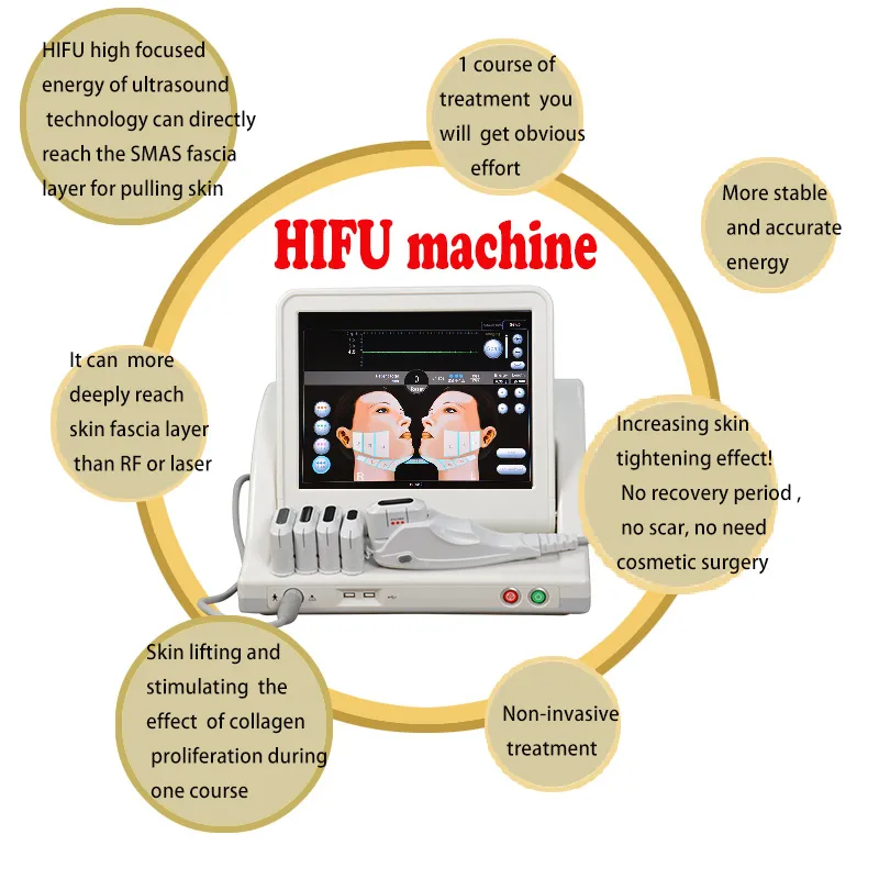 HIFU الجلد ضيق مضاد للتجاعيد آلة رفع الوجه HIFU HIFU الجسم التجميل معدات التجميل المحترفة آلات تجميل صالون تجميل احترافية