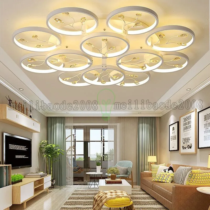 Simple Modern Household LED Round Crystal Ceiling Lamps Lights Lighting For Bedroom Living Room Study Room Restaurant Dinning Room Villas