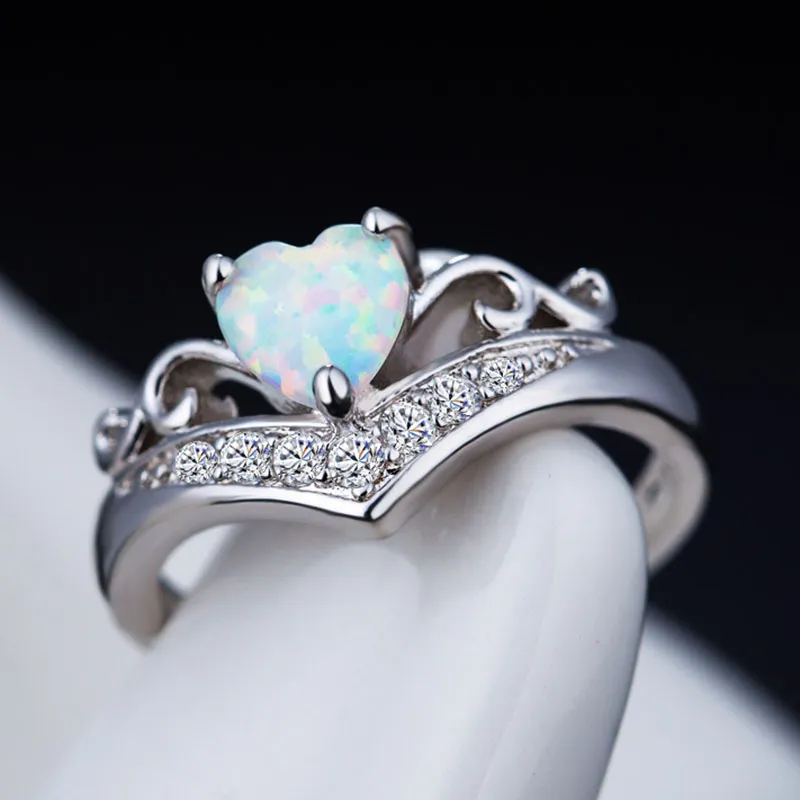 Opal Diamond Heart Ring donne anelli di fidanzamento matrimonio moda regalo jewerly 080354