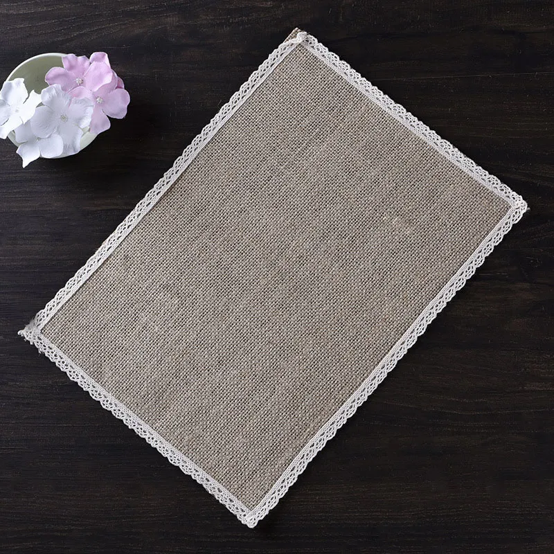 Tapis de Table carré en lin et Jute, dessous de verre, accessoire de Table pour fête de mariage, décoration de la maison, 4 tailles différentes, ZA6184