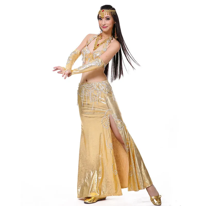 Traje de danza del vientre 2 piezas / traje Bra falda 2018 Nueva llegada Ropa de danza del vientre Conjunto de traje oriental