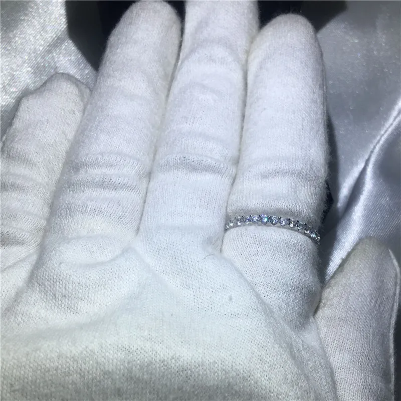 Ewiger weiblicher Versprechensring, 100 % Soild 925 Sterling Silber, Schmuck, rund, 5A Zirkon, CZ, Verlobung, Eheringe für Frauen