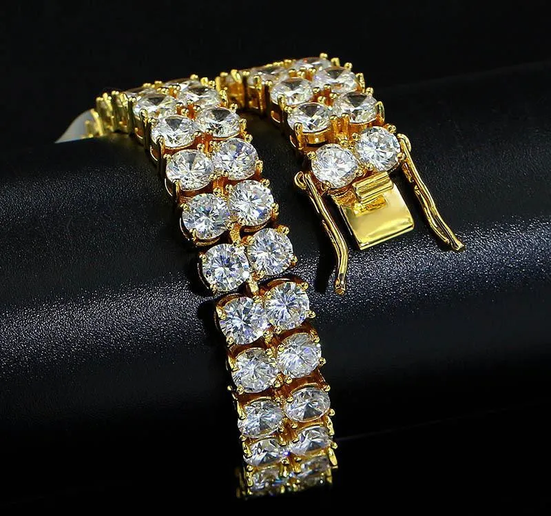 2018 18k Gold Gli uomini placcati fascino simulato Diamond Miami Cuban Braccialetti ghiacciati Bling Rhinestone Chains Hip Hop Gioielli Hop Hop Jewer3888315