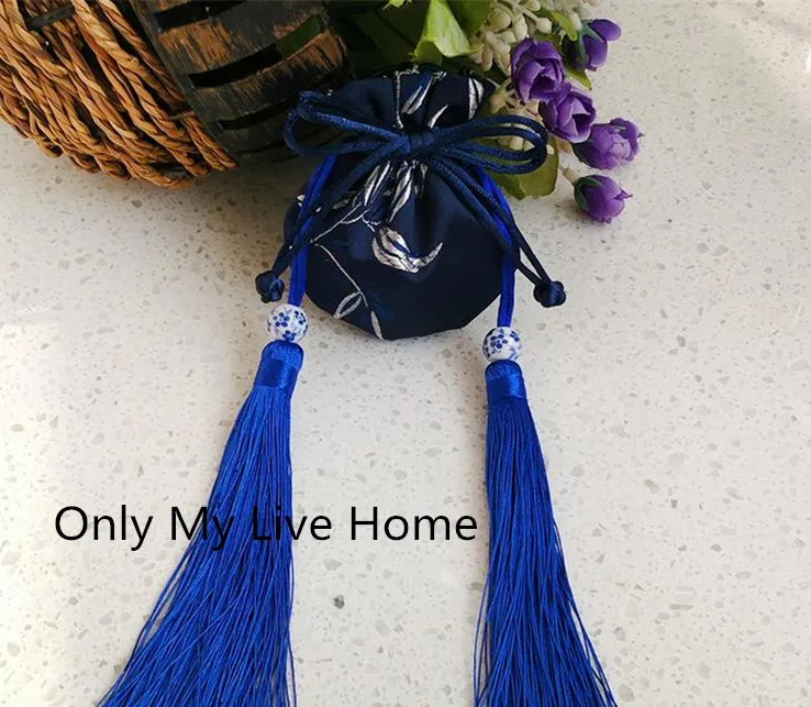 Kwiatowy Tassel Cute Mini Jedwabny Pokrowiec Satwin Sznurek Torby Prezentowe Do Pakowania Biżuterii Torba Tabliczwa Torba Mała Saszetka 8x9cm 2 sztuk / partia