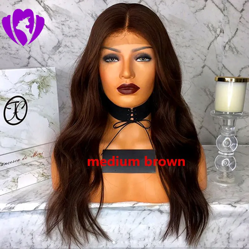 Middle Part Black Body Wave Syntetisk peruk Gluvlös värmebeständig fiber 180densitet spets fram syntetisk peruk med naturlig hårlinje för kvinna