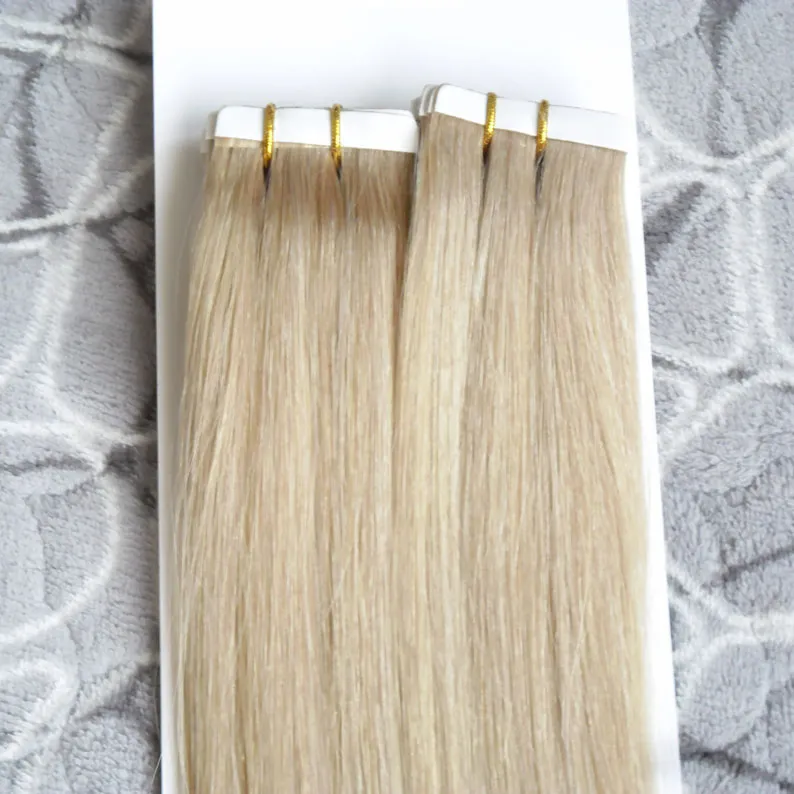 100g Remy Tape Hair Extensions 40pcs / Parti 10-26INCH TAPE Mänsklig hårförlängning Straight Brasilian PU Skin Weft Hair