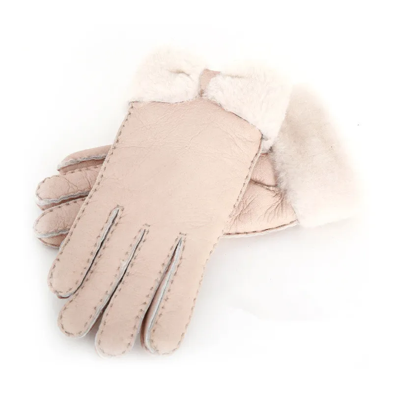 Hele - Warme winter dames leren handschoenen echte wollen handschoenen dames 100% kwaliteitsborging258o