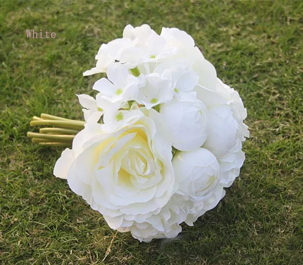 2019 Mais novo barato muitas cores buquê de noiva de casamento mistura de alto nível flor de rosa artificial da China6779417