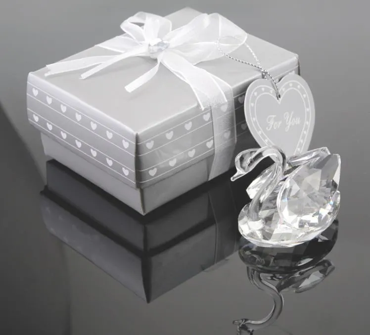100 pièces cadeaux d'anniversaire de mariage fournitures de fête centres de table souvenirs d'invités cristal cygne faveur de mariage SN1084