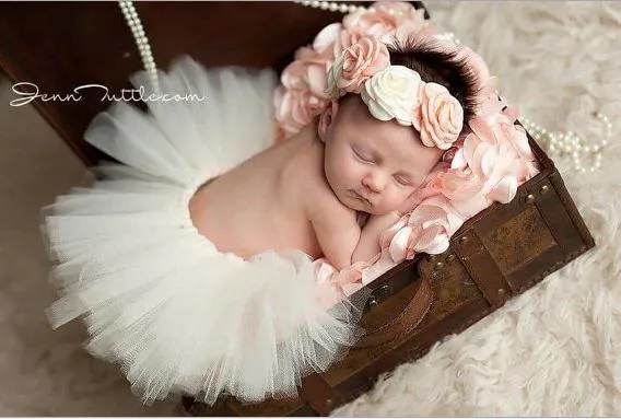 Söt toddler nyfödd baby flicka tutu kjol huvudband foto prop kostym outfit