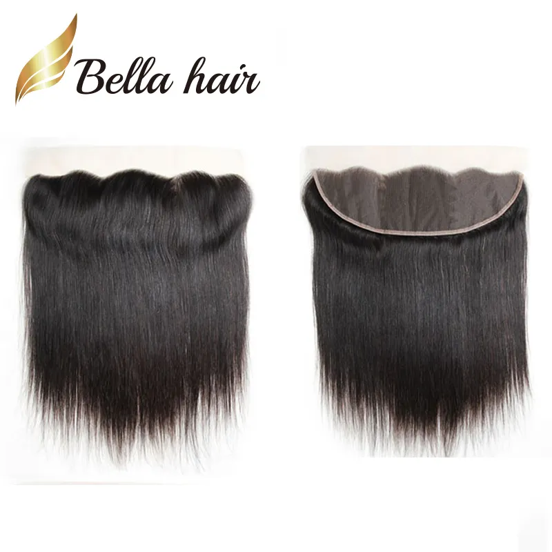 13 x 4 Ohr-zu-Ohr-Haarteile, vorgezupft, mit Spitzenfrontverschluss, Erstklassigkeit 10A, 150 % natürliche Farbe, peruanisches, seidig glattes Echthaar, natürlich aussehendes Bella-Haar, 8–20 Zoll, im Angebot