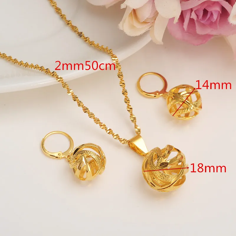 Ethiopian Specific character Necklace Pendant Earring Hollow out basket Set vogue Joias Ouro 24 k Yellow Fine Gold GF Jewelry African