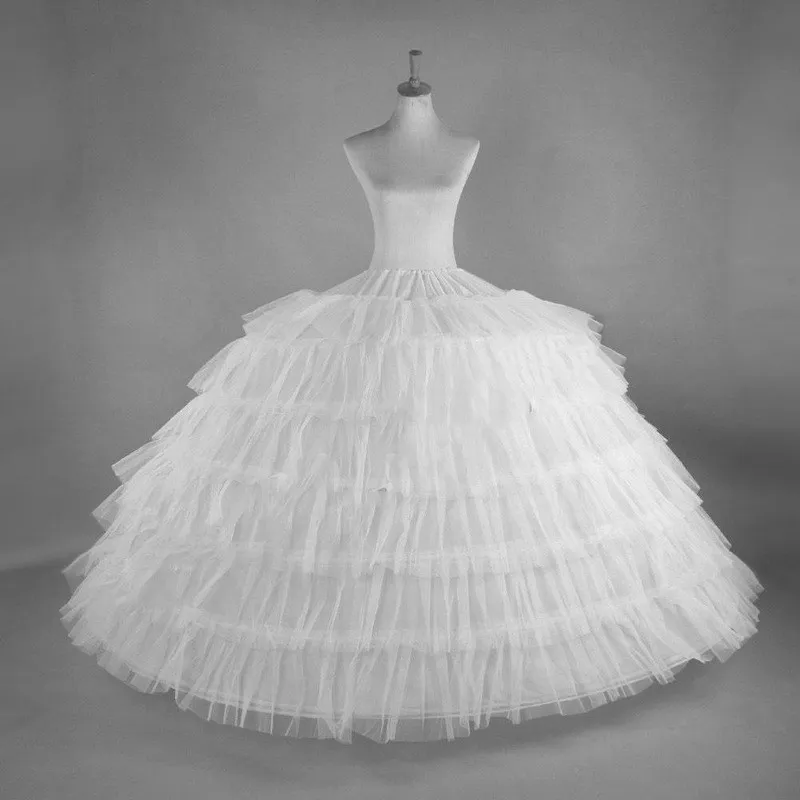 Real Image White Petticoat Crinoline 6-Hoop Тюль Свадебные свадебные платья Нижняя юбка Бальное платье свободного размера Нижняя юбка Свадебные аксессуары