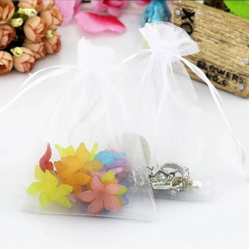 Lot De 50 Sachets Cadeaux En Organza Bleu Marine 20x30 Cm – Avec Cordon De Serrage, Pour Mariage, Noël, Bijoux