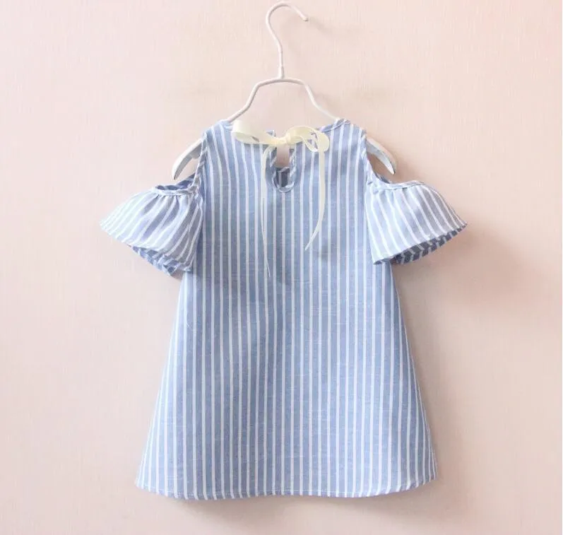 Mode neues Design Baby Mädchen Prinzessin Kleid Kinder Mädchen Prinzessin Kleid Sommer gestreiftes Kurzarm Minikleid