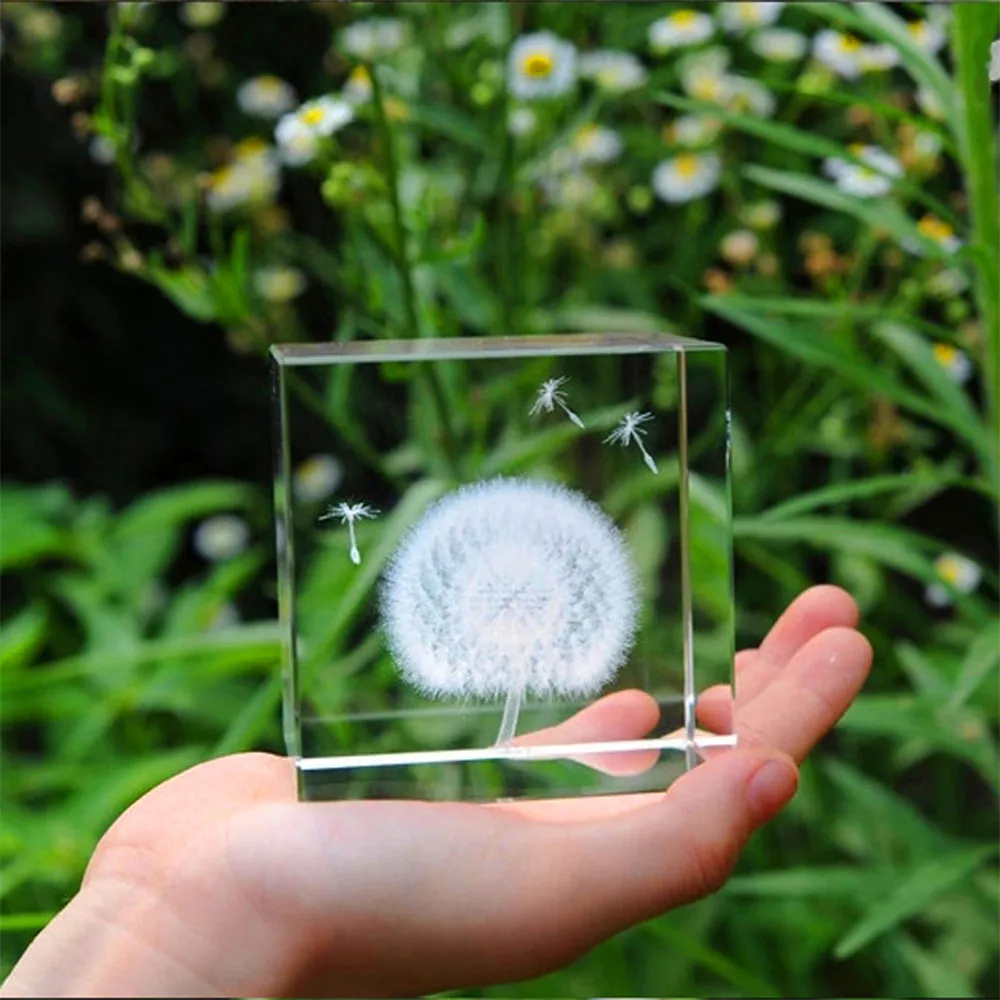 Crystals Dandelion 3D Plant Processing Decorative feng shui Sculpture figurines miniatures ornaments Crystal Craft Gift Decoration