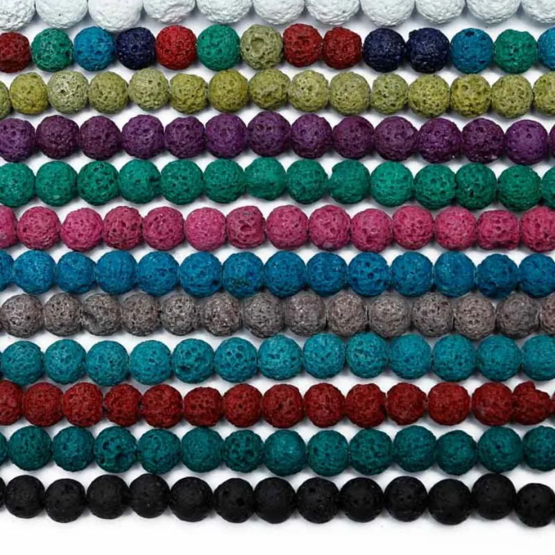 8mm bunte vulkanische lava stein runde lose perlen naturstein rockkugel großhandel diy für schmuck armband schenken