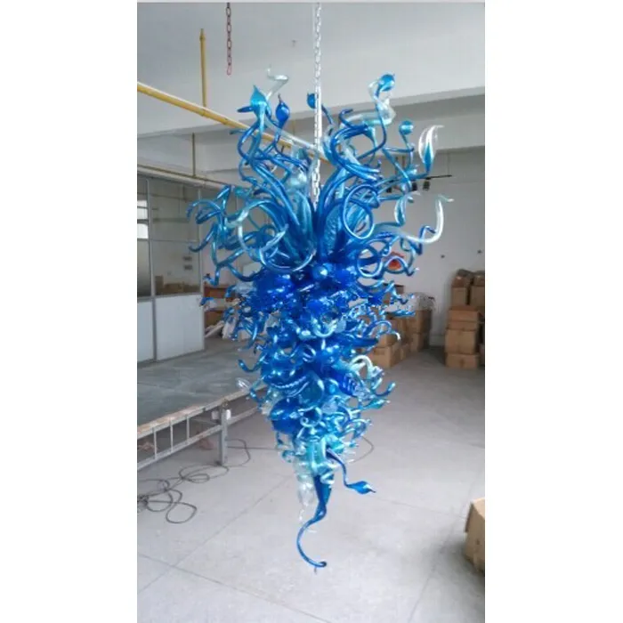 Blue Design Chandelier Lamp Pretty Bulb Tail Glass Crooked Pipes Assemble Pendant Light Fixture