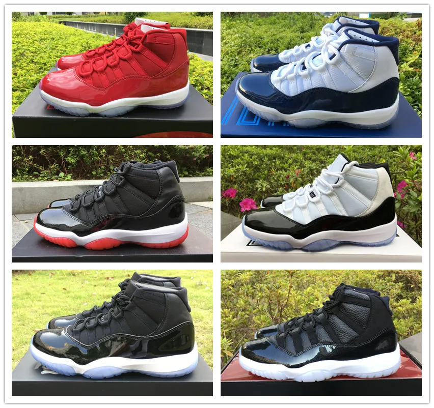 Top High 11 Basketballschuhe Concord Prom Night Carbon Fiber Männer Trainer Gym Red Midnight Navy Bred 45 Space Jam 72-10 mit Box