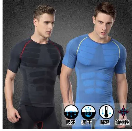 T-shirt SLIM pour hommes Sous-vêtements amincissants Body Shaper pour hommes T-shirts de compression à séchage rapide