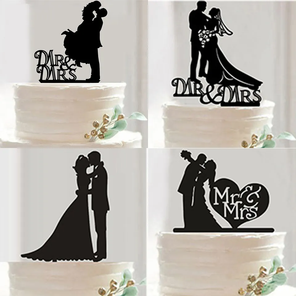 Gadpiparty 2 Peças De Decoração De Bolo Mesmo Preto Copos De Papel Preto  Decorações De Cerimônia De Casamento Topo De Bolo Masculino Mr & Mr Topo De