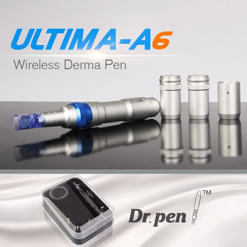 Новейший Dr Pen Derma Pen Беспроводной Ultima A6 Аккумуляторная Microneedle + 2шт. 12pin Игольчатые картриджи Советы против прыщей MTS PMU Устройство
