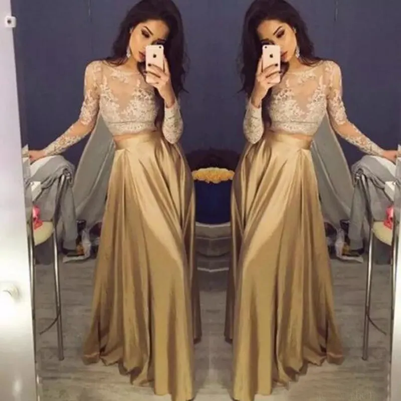 Two piece gold prom dress top