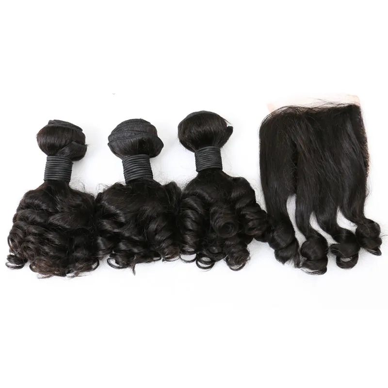 New Arrival 9A Mongolian Human Hair With Closure Aunty Funmi 3 Bundles With Closure Part Romance Curly Weaves With Closure2916571