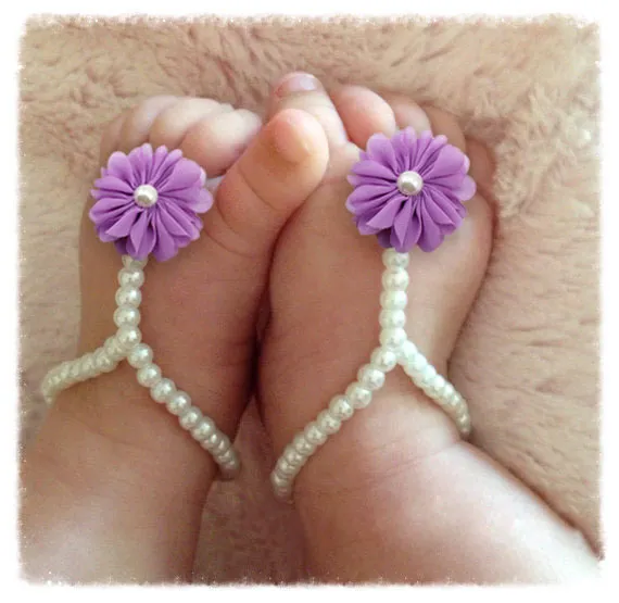 's ve çiçek kız bebek aksesuarları bebek ayakkabıları vaftiz için çarpıcı Beyaz İnciler bebek takı bebek yürümeye başlayan yalınayak sandalet