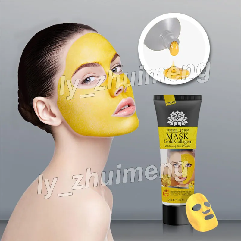 Peel Off Máscara Facial de Ouro de Limpeza Profunda de Colágeno 120 ml máscara de Cristal Removedor de Cravo Máscaras Faciais Cuidados Com A Pele frete grátis