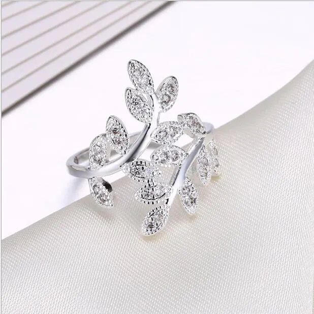 Новое кольцо в виде листа, посеребренное кольцо из серебра 925 пробы с оливковой ветвью для женских украшений 9781395