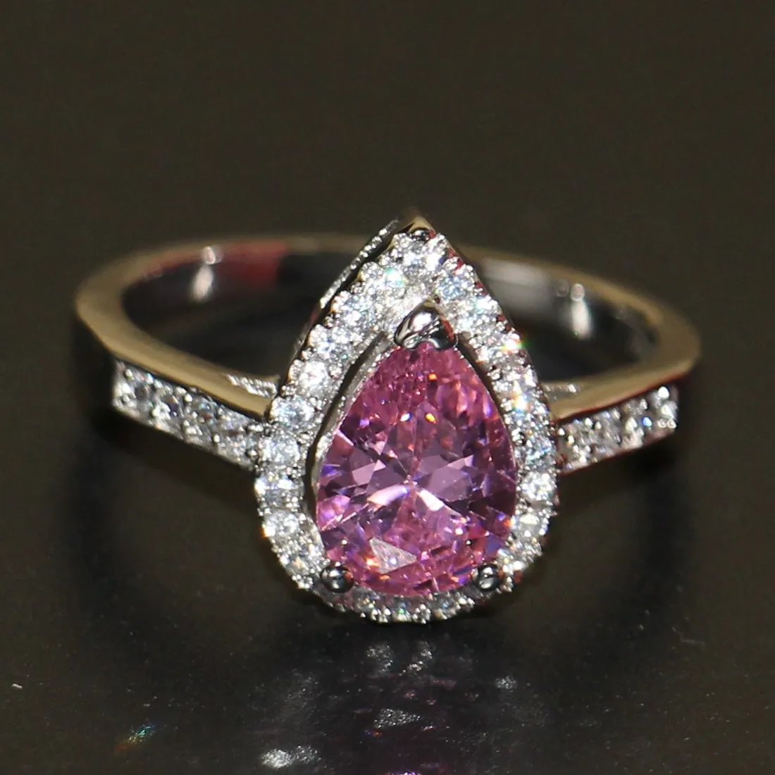 Victoria Wieck Fantastisk modesmycken 925 Sterling Silver Pear Cut Pink Sapphire Cz Diamond Gemstones Office Söta flickor039 We2127821