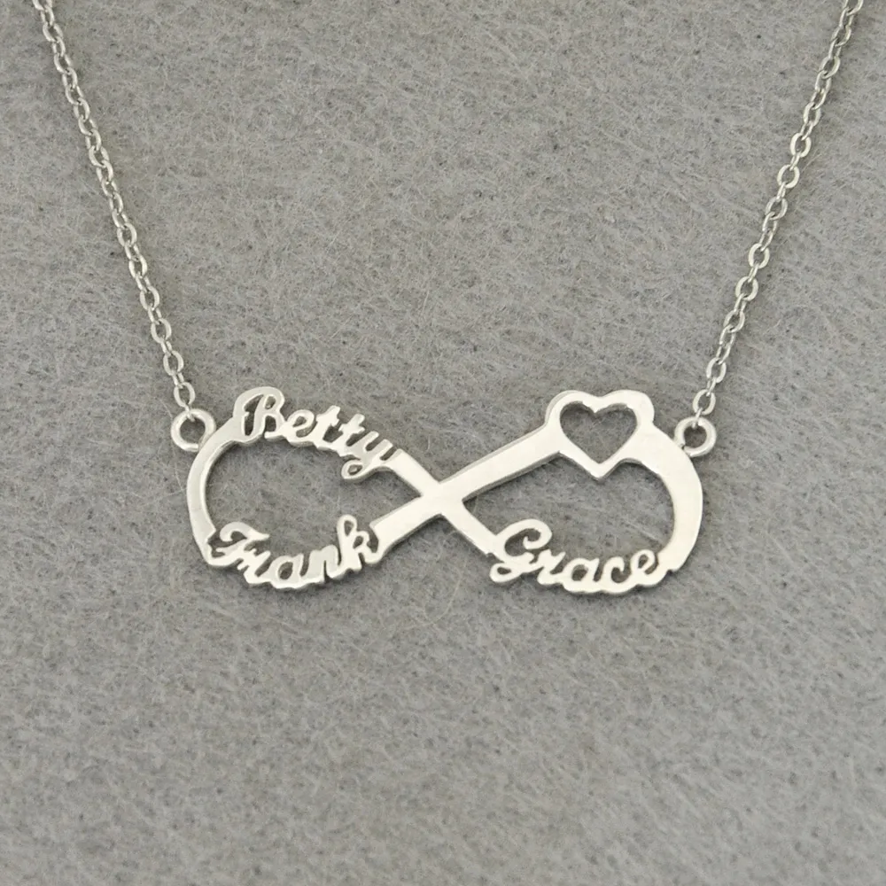Collana Infinity personalizzata con 3 nomi Heart Infinity, targhetta Infinity personalizzata, collana Infinity personalizzata, regalo per la mamma
