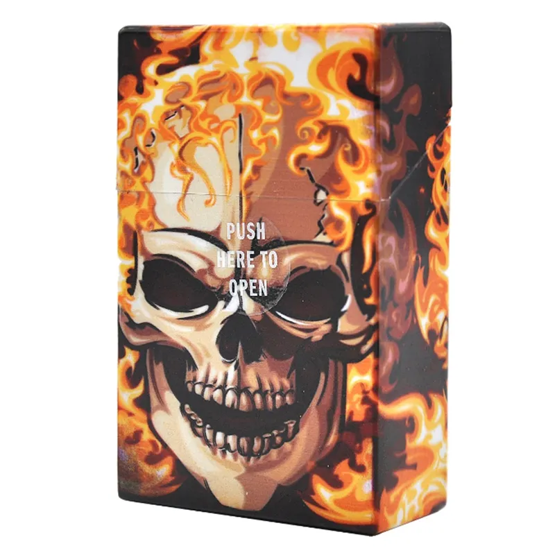 Newest Colorful Human Skeleton Skull Cigarette Cases 95MM Plastic Storage Box High Quality Exclusive Design Automatic Opening