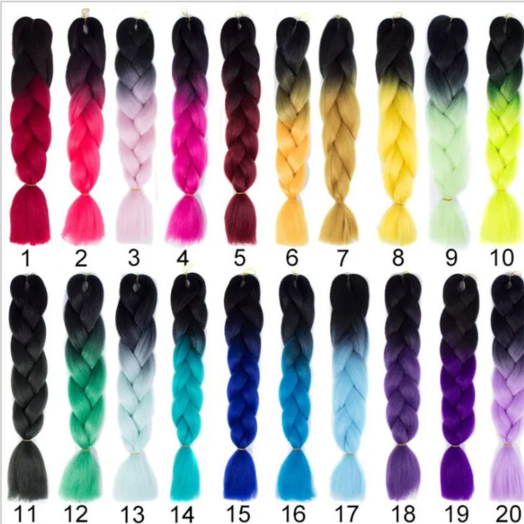 Anime cosplay mode perruque couleur dégradé couleur fibre chimique grande tresse perruque noire