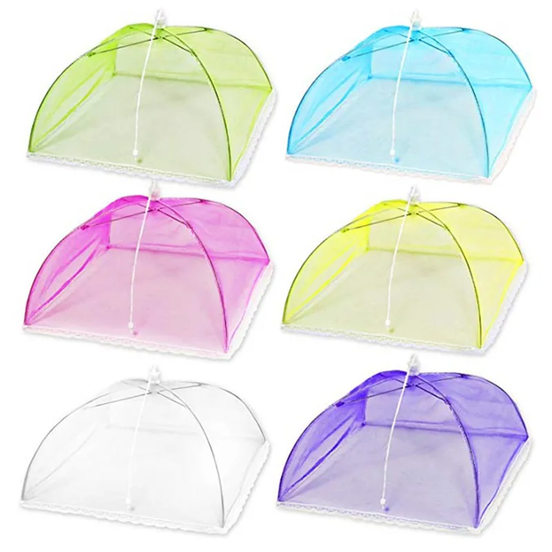 Cooking Utensils Multi Color  Up Mesh Screen Food Cover Tent Umbrella Folding Outdoor Picnic Foods Covers Meshes High Quality 2 99hs
