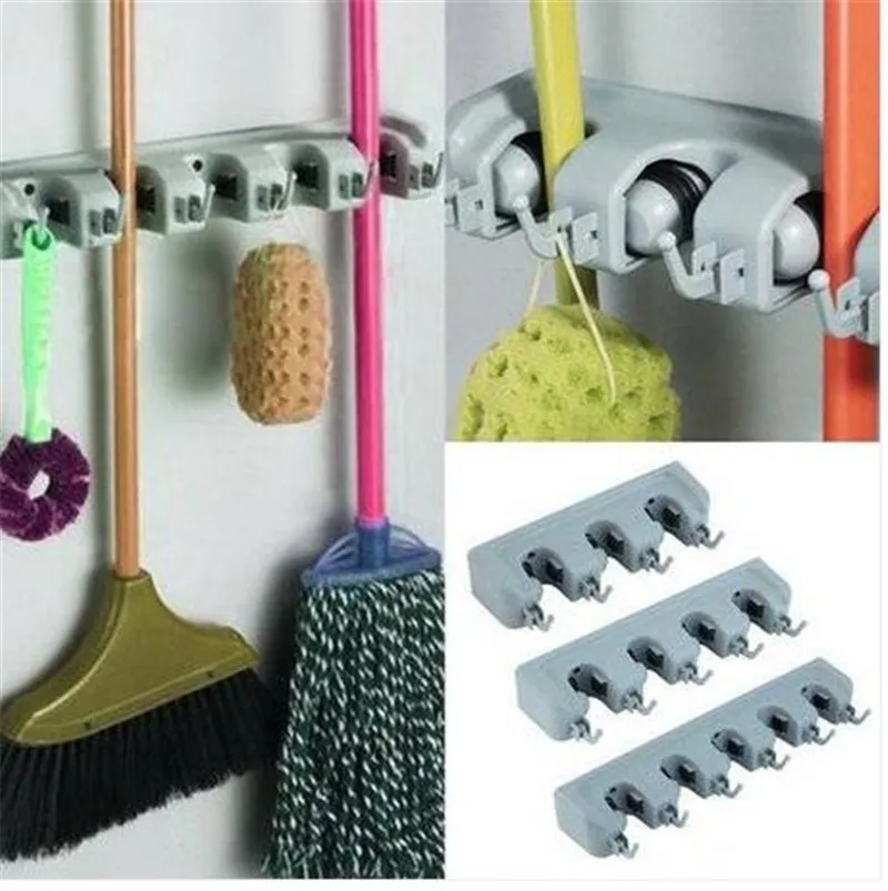 Porte Balai Mural Multifonctions,auto-adhesif Mop Balai Support,pour  Accrocher Les Outils,3 Pices (blanc)