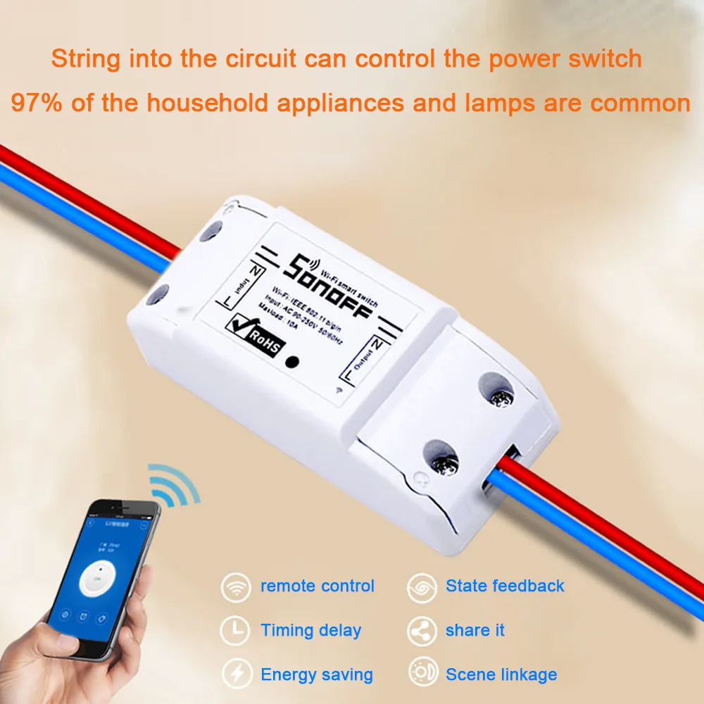 Interruptor Wi-fi Sonoff UniversalMobile Telefone APP Interruptor de Tomada de Tempo de Controle Remoto Sem Fio Wi-fi inteligente casa