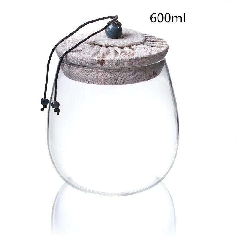 600ml Storage Jar Flower Tea Glass Jar Coffee Bean Kitchen Food Container with Lid for Snacks