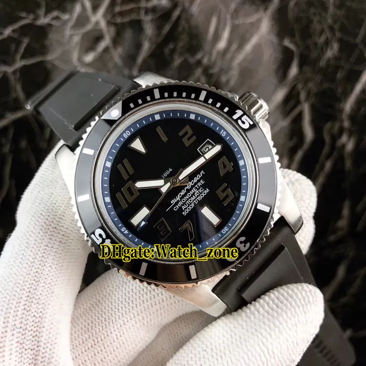 Diver Super Ocean II 44 A17392D8 Orologio da uomo automatico con quadrante blu Cassa in argento con cinturino in caucciù da uomo Orologio da polso sportivo da uomo